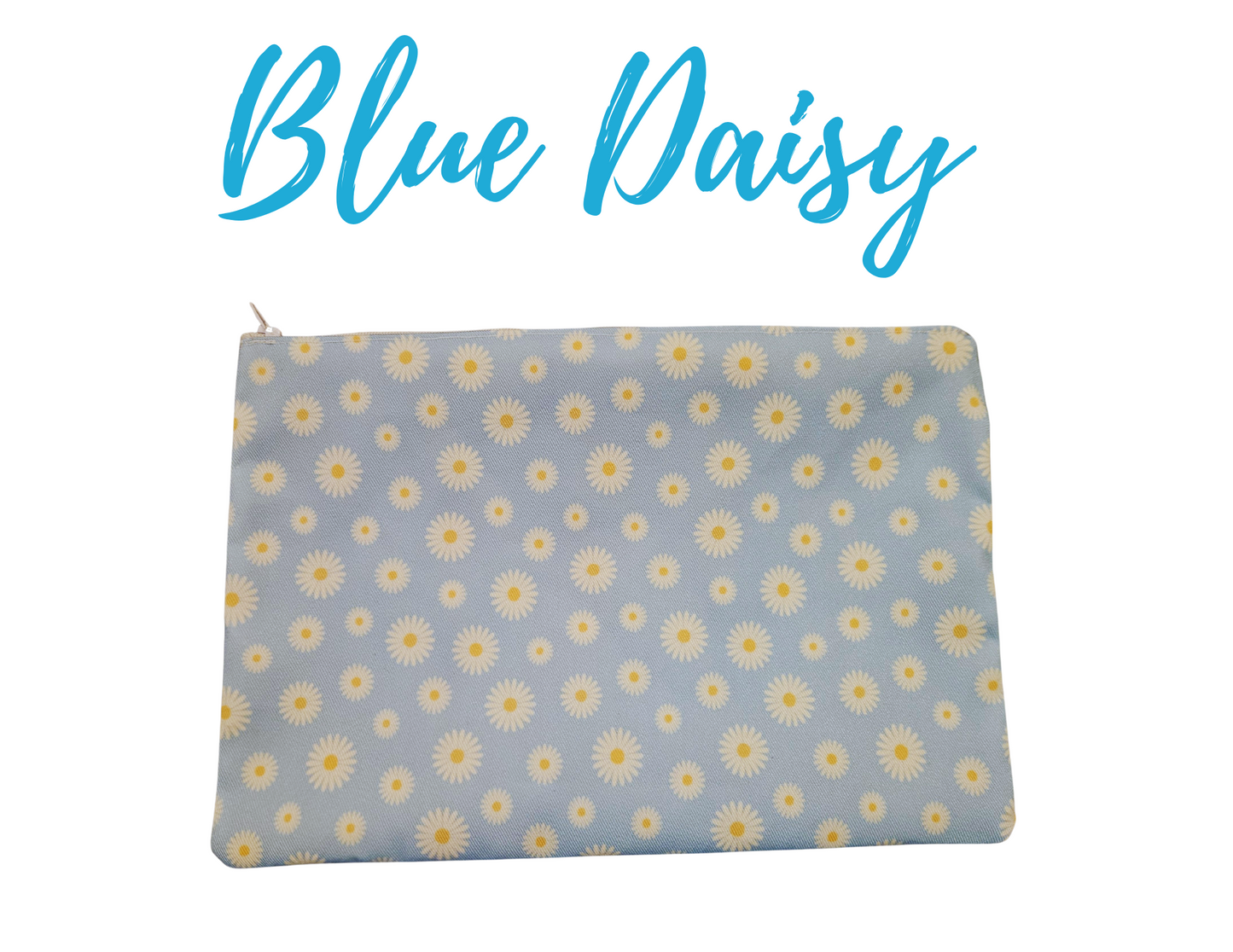Blue Daisies zipper bag ideal for make-up or stationary